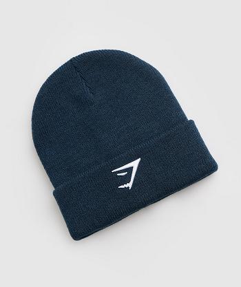 Czapki Damskie Gymshark Sharkhead Beanie Granatowe | PL 2105NWY